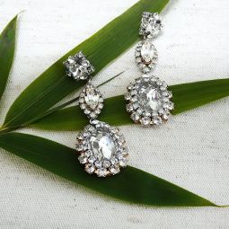 Crystal Oval Drop Bridal Earrings